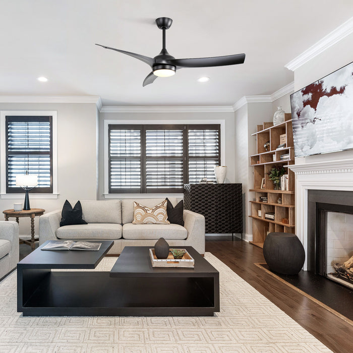 52" Ceiling Fan With 18W LED Light And Remote Control, 3 Blades DC Motor Daily Nest