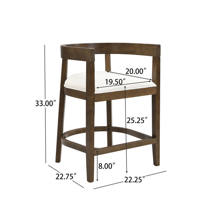 Modern Rubberwood Counter Stool Set With Upholstered Seats Noble House