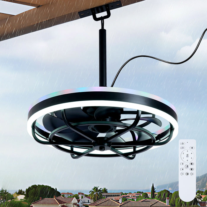 Ceiling Fan Light LED Light Source And Remote Control, 3000 - 6500K Dimmable LED Fan Light, 6 Speeds, For Living Room - Matte Black Daily Nest