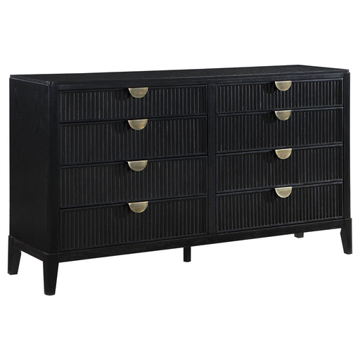 Mason - 8 Drawer Dresser With Fluted Design - Black Furniture Max