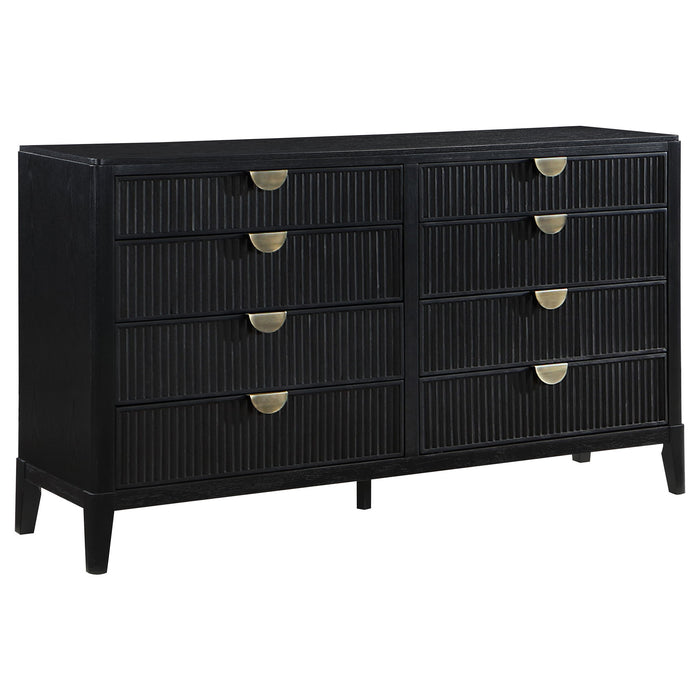 Mason - 8 Drawer Dresser With Fluted Design - Black Furniture Max