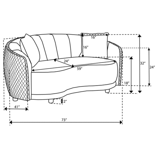 Lorraine - Upholstered Curved Loveseat - Dark Gray Furniture Max