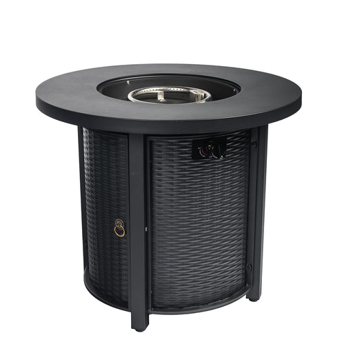 Propane Round 40000Btu Fire Pit Table - Black Patioseek