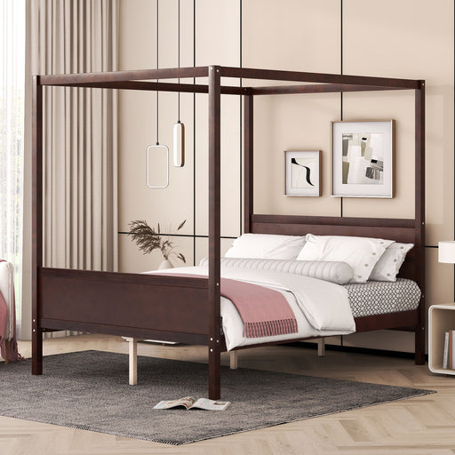 Canopy Platform Bed With Headboard And Footboard, Slat Support Leg DreamHaus