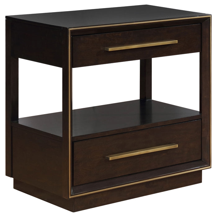 2 Drawer Nightstand With Trim And USB Charging - Brown Furniture Max
