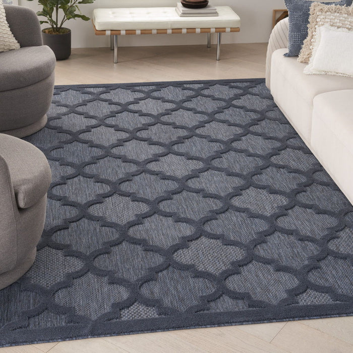 8' X 10' Area Rug Geometric Flatweave - Navy Blue