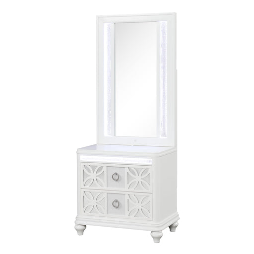 Abigale - Nightstand With Mirror Top, LED Lighting (Includes Mirror And Nightstand) - White Matrix Furniture Group