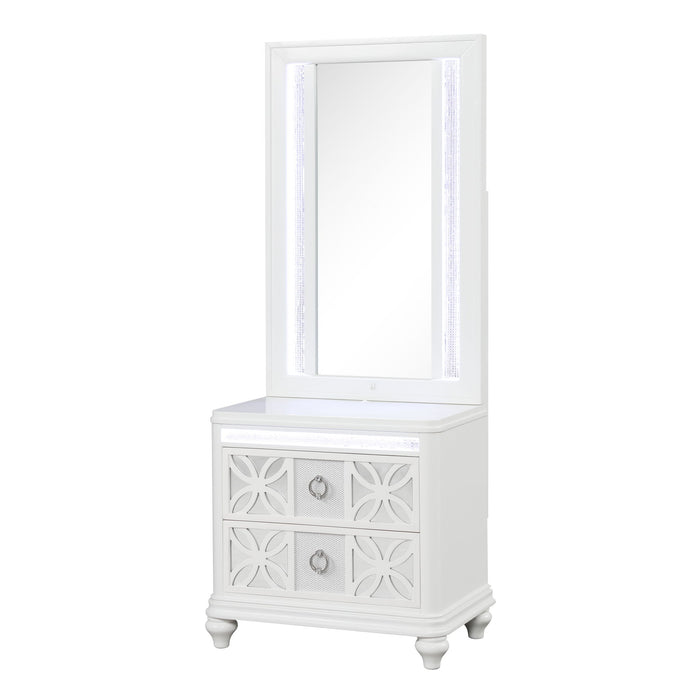 Abigale - Nightstand With Mirror Top, LED Lighting (Includes Mirror And Nightstand) - White Matrix Furniture Group
