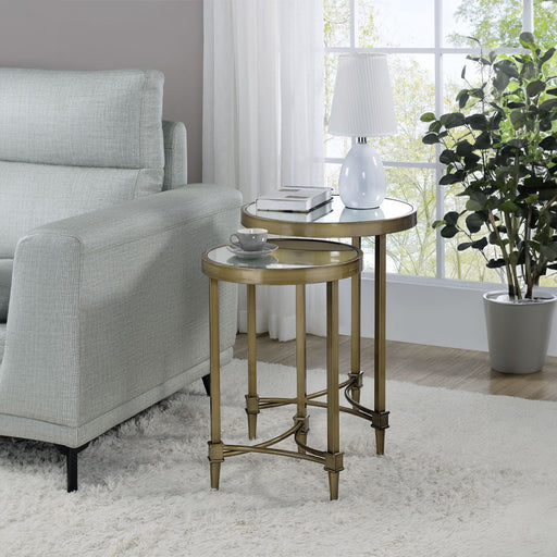 Aditya - Nesting Table - Mirrored & Antique Brass ACME