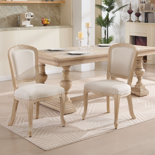Dining Chairs Upholstered With Fan Shaped Back (Set of 2) - Beige Home Essentials