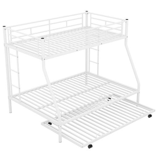 Bunk Bed With Steel Frame And Trundle, 2 Side Ladders Hearth and Haven