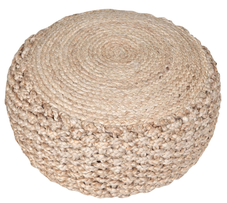 Jute Round Ottoman - Tan