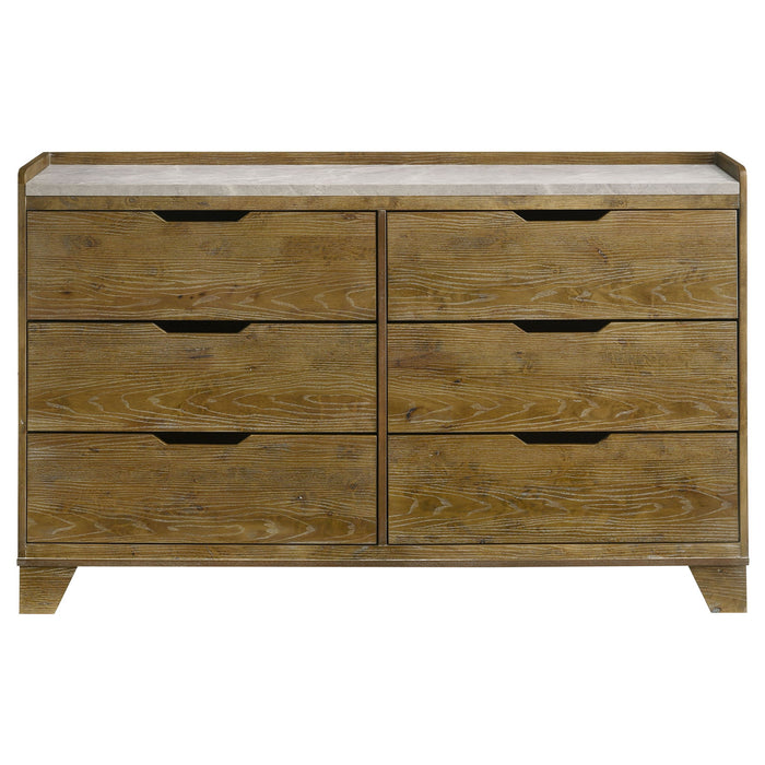 Packard - 6 Drawer Dresser - Oak Furniture Max