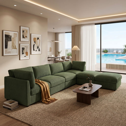 Reversible Modular Sectional With Custom Configuration And Premium Upholstery - Dark Green Home Essentials