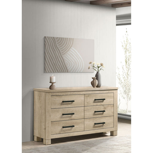 Sansome - 6 Drawer Bedroom Dresser With Pulls - Oak Furniture Max