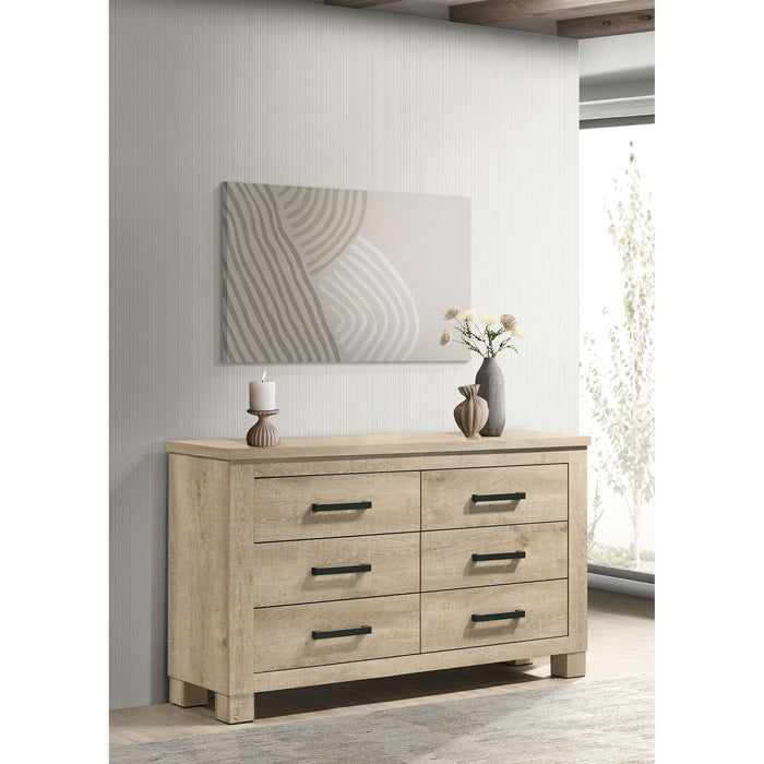 Sansome - 6 Drawer Bedroom Dresser With Pulls - Oak Furniture Max