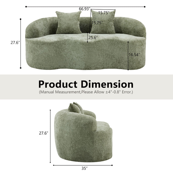 Curved Loveseat Sofa With Round Armrest Home Essentials