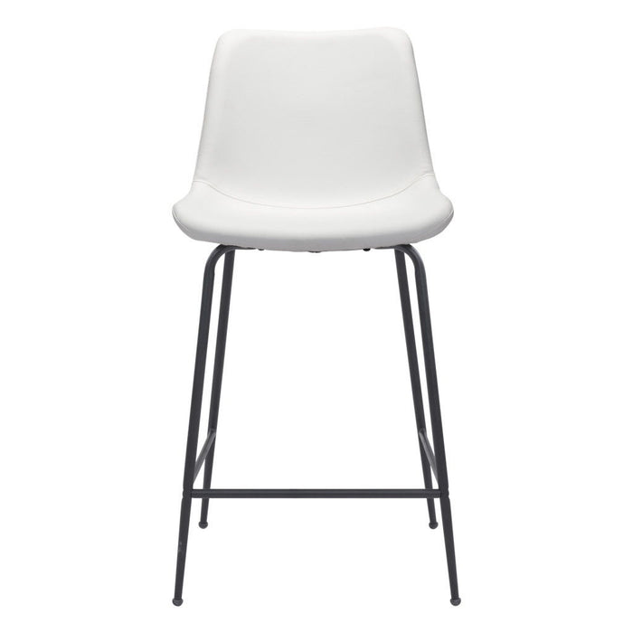 Steel Low Back Counter Height Bar Chair - White And Black