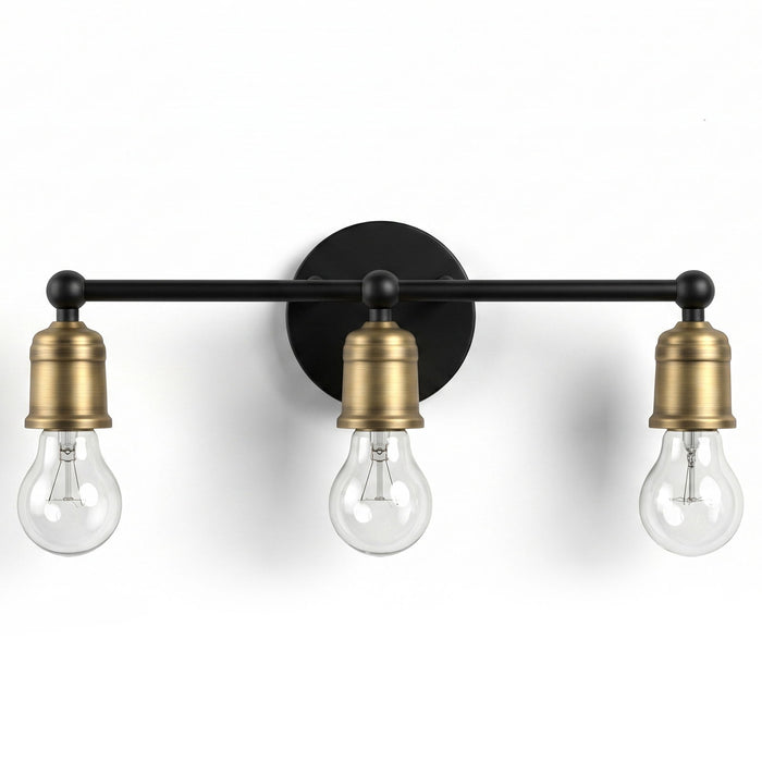 3 Light Wall Sconce, Vanity Light, No Bulbs Included - Black / Gold Daily Nest