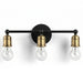 3 Light Wall Sconce, Vanity Light, No Bulbs Included - Black / Gold Daily Nest