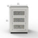 3 Drawer Nightstand With Glass Accents, Bedside Table For Bedroom - Silver Home Essentials
