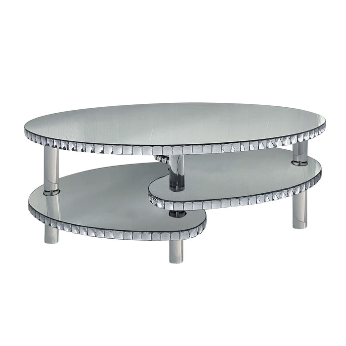 Coffee Table, Oval Double Layer Home Furnishing - Silver Home Essentials