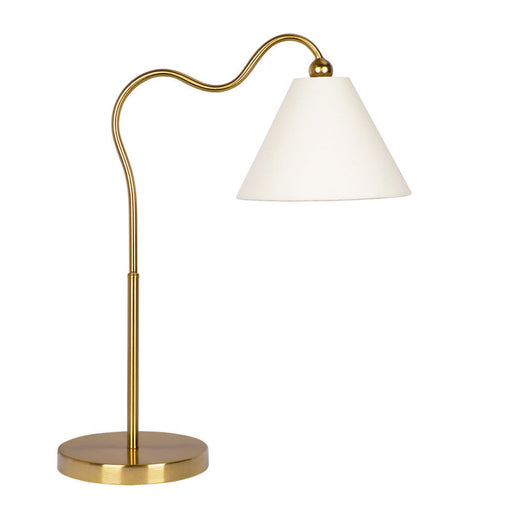 Ornate - Ring Base Curved Table Lamp With Triangle Drum Shade - Gold / White Ashcroft Furniture
