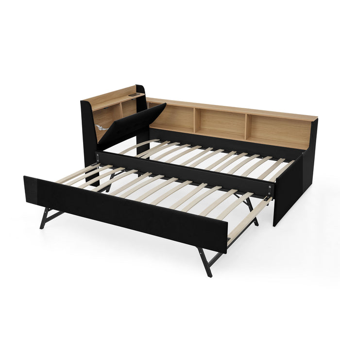 Upholstered Daybed With Storage Headboard, Wireless Charging, LED Lights Home Essentials