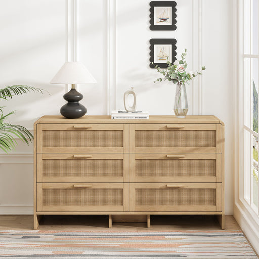 Modern Arc Shaped Corner Rattan Cabinet With 6 Drawers Home Essentials