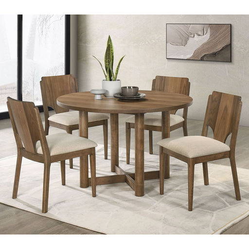 Graham - 5 Piece Round Dining Table Set - Walnut Furniture Max