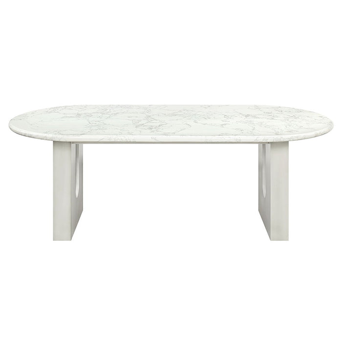 Zayn - Dining Table - White Natrual Marble Top & White