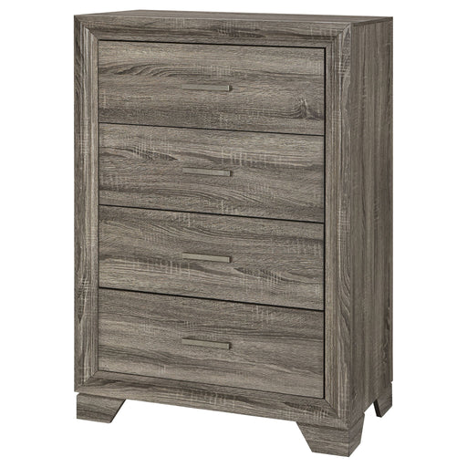 Funston - 4 Drawer Chest Of Drawers With Bar Handles - Brown Oak Furniture Max