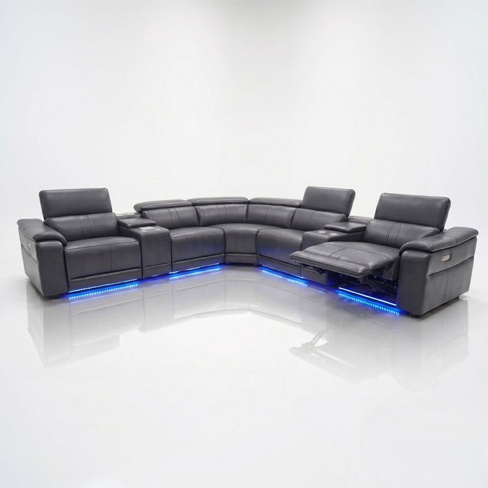 L - Shaped Recliner Sectional Sofa With Bluetooth Speakers, Wireless Charging, LED Lights Home Essentials