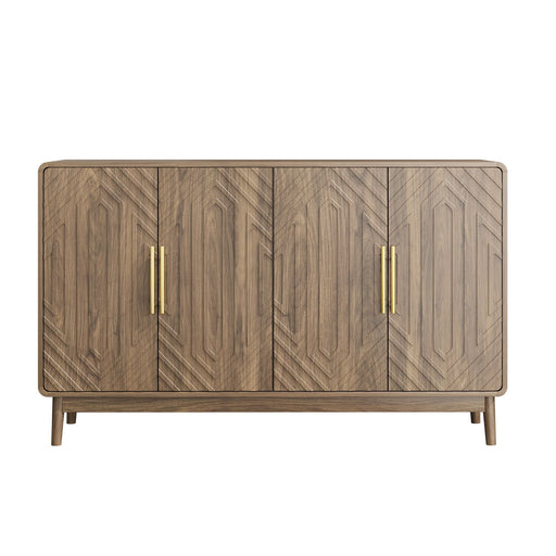 Sideboard Buffet Cabinet With Carved Doors And Adjustable Layer Board Home Essentials