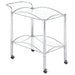 Porch & Den - 2 Tier Rectangular Glass Shelf Bar Cart With Glass - Chrome Furniture Max
