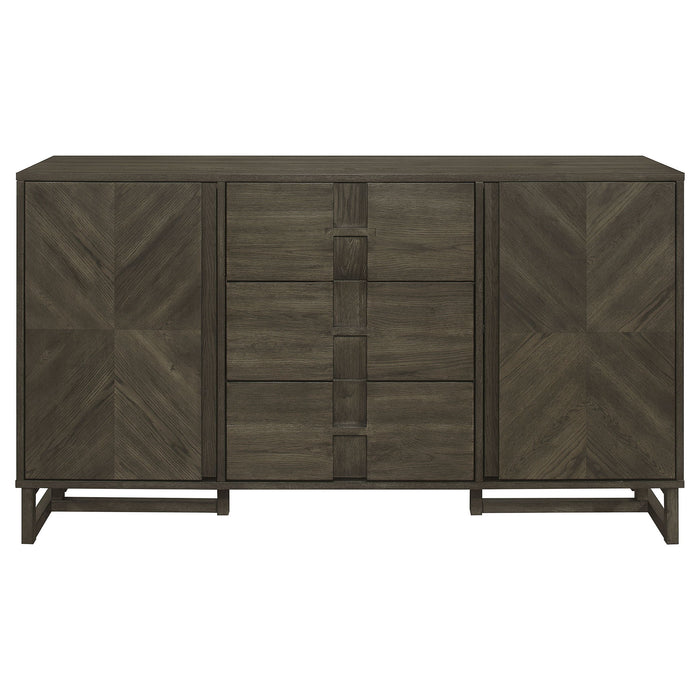 Glenmoor - 3 Drawer Server With 2 Cabinets - Dark Gray Furniture Max