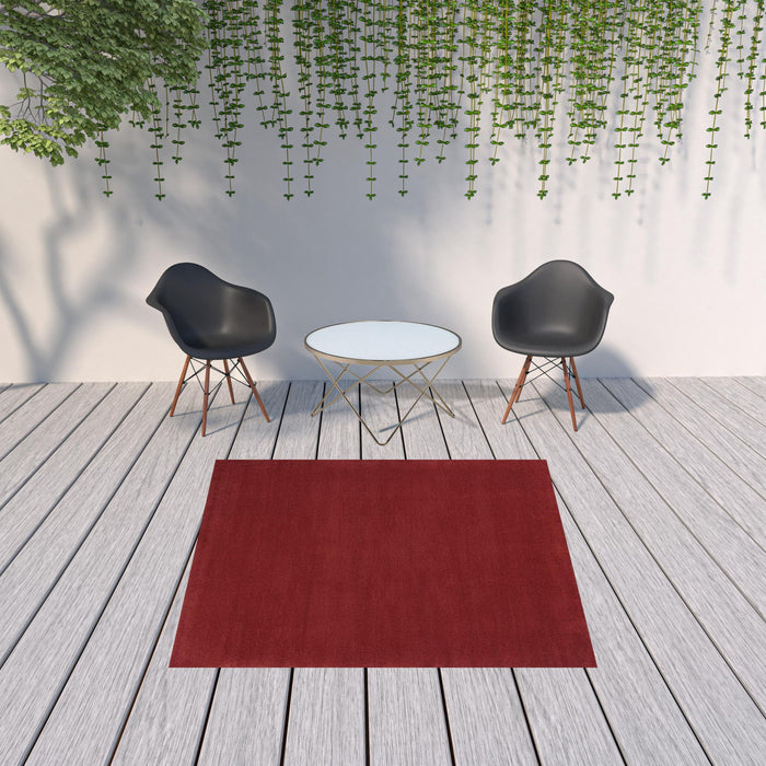 7' X 7' Square Non Skid Indoor / Outdoor Area Rug - Brick Red