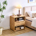Nightstand With USB Ports & Outlet Hole, End Table With Drawer Home Essentials