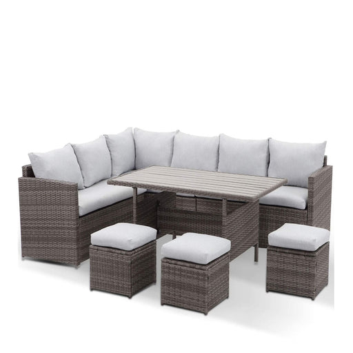 7 Piece Outdoor Dining Set With Cushions, Modular Sectional Sofa And Table Home Essentials