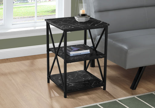 3 Tier Accent Table, Side Marble Look Contemporary & Modern 8th Street