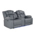 Raize - 10 Power Console Reclining Loveseat With LED And Immersive Sound - Gray Global Furniture USA