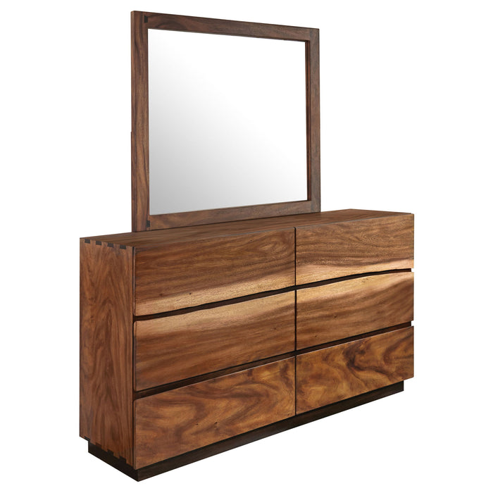 Beverly - 6 Drawer Dresser With Mirror - Walnut Furniture Max