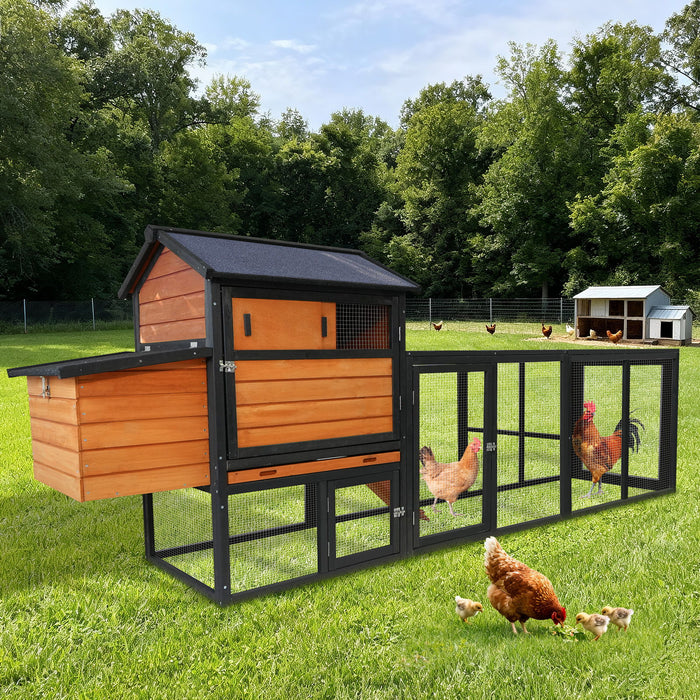 Chicken Coop, Large Outdoor Hen House With Run And Nesting Box Poultry Cage Daily Nest