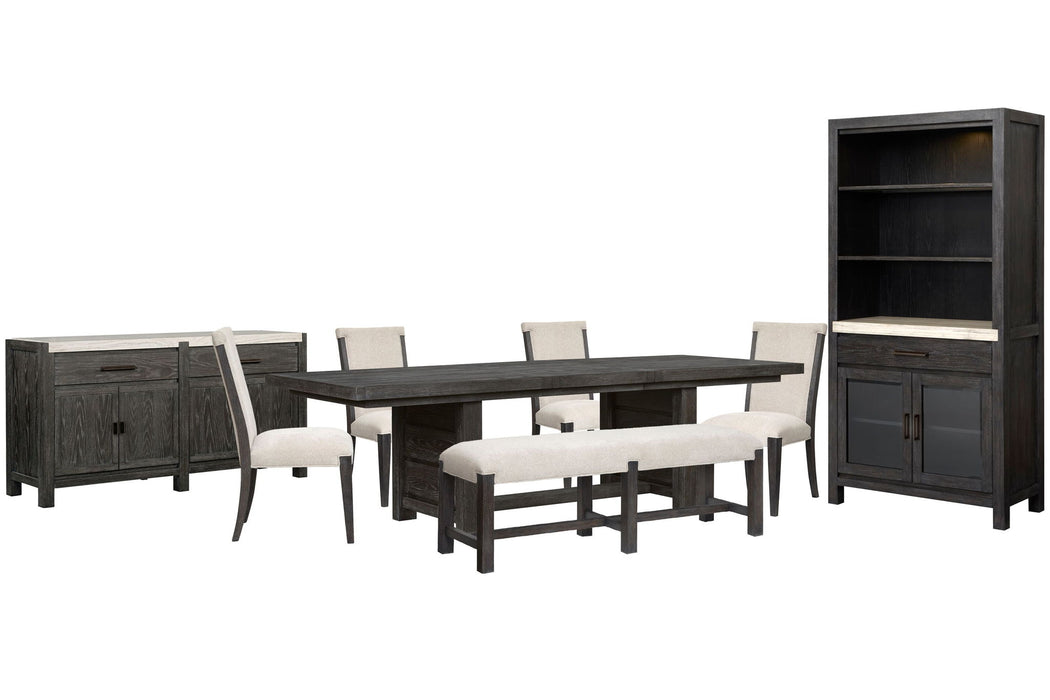 Plum Creek - 8 Piece Extendable Trestle Dining Table Set Magnussen Furniture