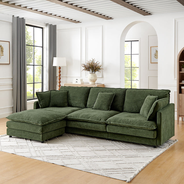 L-Shaped Sectional Sofa With Ottoman, Convertible 4 Seater Couch Home Essentials