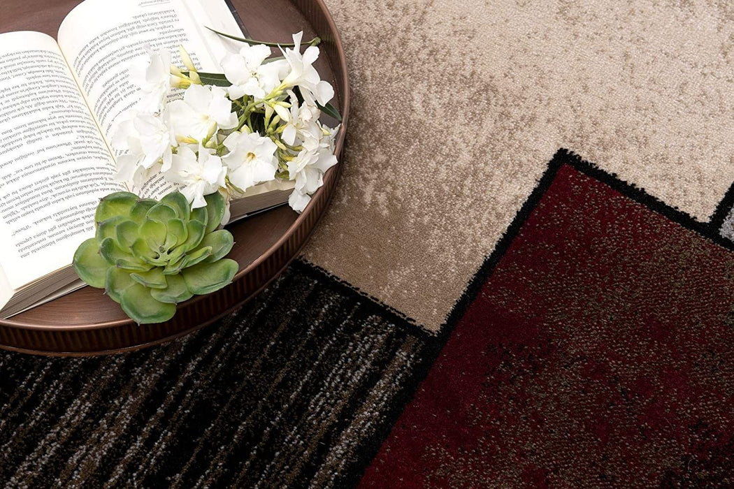 2' x 20' Overlapped Blocks Runner Rug - Brown