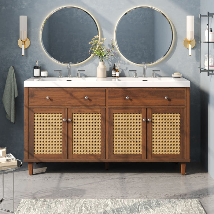 Bathroom Vanity With Double Sink, Large Storage Space Noble House