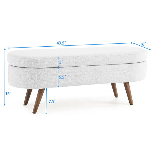 Ottoman Oval Storage Bench With Rubber Wood Legs Home Essentials