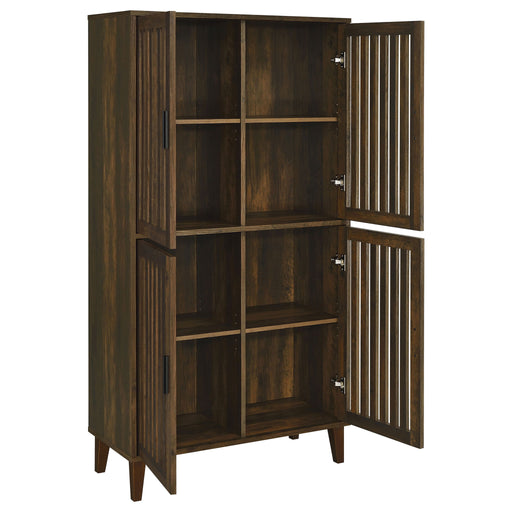 Sakai - 4 Door Tall Accent Cabinet With Slatted Doors - Brown Furniture Max