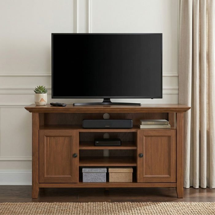 Amherst - TV Media Stand - Medium Saddle Brown Simpli-Home